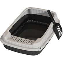Open Top Cat Litter Box Open Top Pet Litter Tray Large Portable Cat Bedpan Kitty Litter Pan Kitten Toilet for Small Animals, Grey