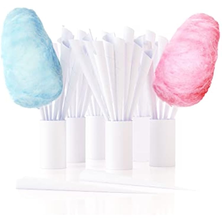 Cotton Candy Express 100-Count Paper Cones for Cotton Candy Making, White