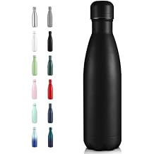 Volhoply 17oz Insulated Stainless Steel Water Bottle, Double Wall Vacuum Flask, Keeps Cold 24h & Hot 12h, Available in Packs of 1, 4, or 8(Black,1 Pack)