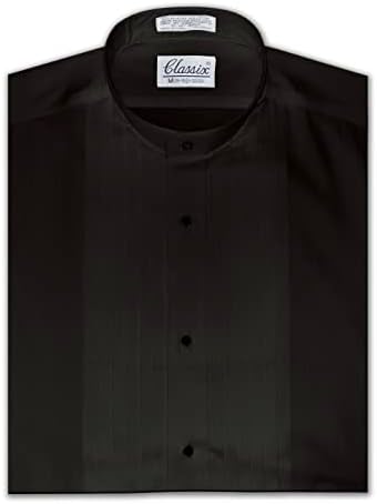 Men's Banded Collar(Mandarin Collar) Dress Shirt, 1/2" Pleat