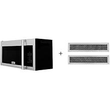 ZLINE 30 in. 1.5 cu. ft. Over-The-Range Microwave in Satin Stainless Steel with Traditional Handle and Set of 2 Charcoal Filters (MWO-OTRCFH-30-SS)