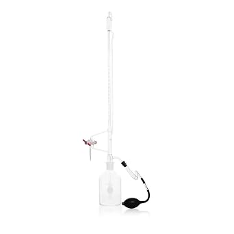 Kimax 17124F-10 10mL Precision Bore Automatic 3-Way PTFE Stopcock Burette, with Reservoir Bottle