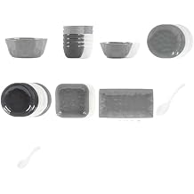 Premium Black White Grey Ceramic Dinnerware Set, 12-40-Piece Porcelain Tableware Set, Includes Bowls Plates Spoons, Home Kitchen Dining Dish Set, Elegant Luxury Ceramic Bowls Plates Spoons