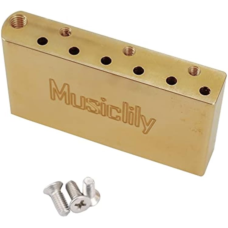 Musiclily Ultra 52.5mm 2-116 inch String Spacing Full Solid Brass Tremolo Block for China and Indonesia made Squier Standard Series Electric Guitar Bridge, 40mm Tall
