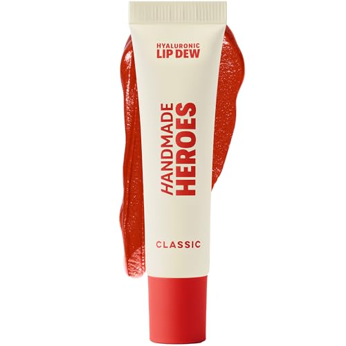 Handmade Heroes 100% Natural Vegan Tinted Lip Gloss with Hyaluronic Acid - Lightweight Moisturizing Soft Lipstick for Dry Lips - Classic Red
