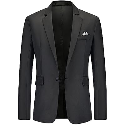 Zeiyignr Suit Jacket for Mens One Button Blazer Notched Lapel Casual Business Coat Tops Prom Party Wedding Dinner Tuxedo