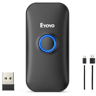 Eyoyo 1D Mini Bluetooth Barcode Scanner, 3-in-1 USB Wired & Bluetooth & 2.4G Wireless Barcode Reader Portable Bar Code Scanning Work with Tablets or Computers, Windows, Android, iOS
