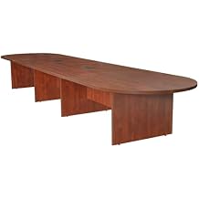 Regency Legacy 16 ft Racetrack Laminate Conference Table with 2 Charging Ports, Durable Construction, Scratch-Resistant Surface, and Modern Design for Professional Office Workspaces - Cherry