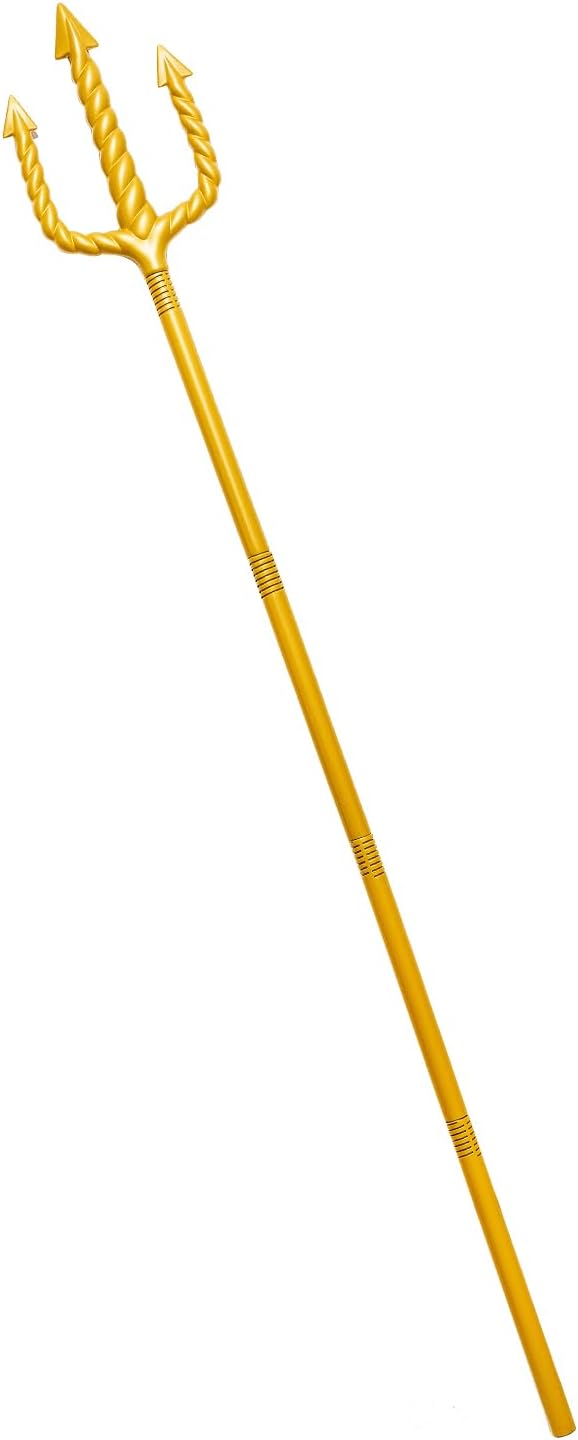 60Inch Gold Trident, Plastic Trident King Neptune Costume Accessory for Adults Halloween Decoration Prop Cosplay Party