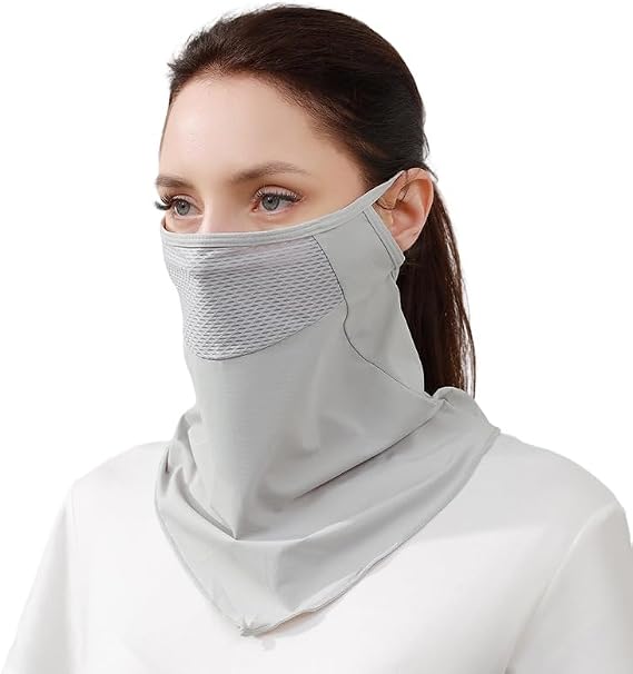 UV-Sun-Protection-Balaclava-Half-Face-Mask - V-Mask for Golf, Hiking, Running, Cycling & Outdoor Sports Gray