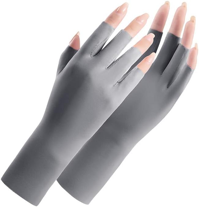 Utaly Women Sunblock Fingerless Gloves Non-Slip UV Protection Driving Riding Summer Outdoor Gloves for Women Girls