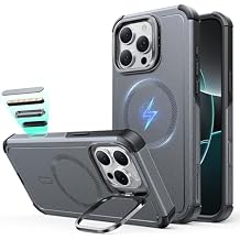 ESR for iPhone 16 Pro Max Phone Case with Stand, 23ft Military-Grade Drop Protection with Camera Control, Shock-Absorbing Rugged Cover, Compatible with MagSafe Accessories, Cyber Series, Grey