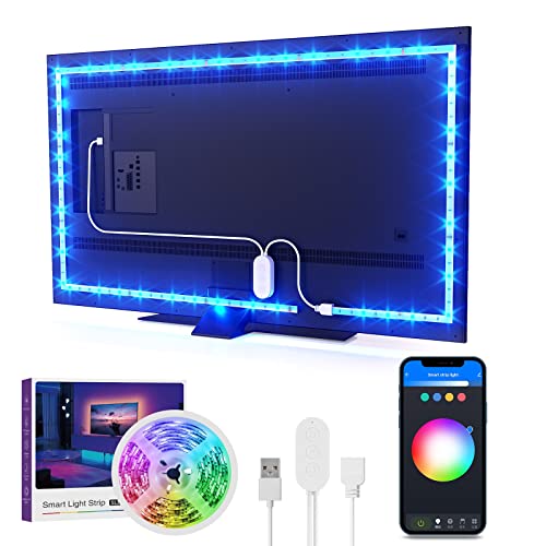 GHome Smart TV LED Backlight, 9.2ft WiFi Strip Light Works with Alexa & Google Assistant, App Control, Music Sync 16 Million RGB Color Changing Dimmable for 30-60in TV PC, Home Lighting Decor