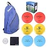 DISC Golf Set Includes 1pc Heavy Duty Nylon Backpack Bag, 2pcs Drivers, 2pcs Mid-Ranges, 2pcs Putters, 1pc Mini Disc Marker, 1pc 12x12 Embroider Logo Black Towel and 1pc Gift Color Box