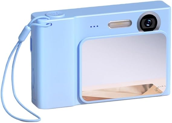 48MP 4K Compact Digital Camera with Dual Lens ABS Body 64G Memory for Students Travel and Everyday Photography in White Black Gray Pink Blue(Blue)