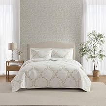 Laura Ashley - Full/Queen Quilt Set, Super Soft & Breathable Embroidered Bedding with Matching Sham(s), Floral Home Decor (Floral Embroidery Pink, Full/Queen)