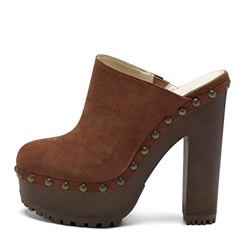 XYD Womens Lug Platform Super High Heels Clog Mules Chunky Block Studded Round Toe Slides Sandals Backless Fashion Dress Club Shoes