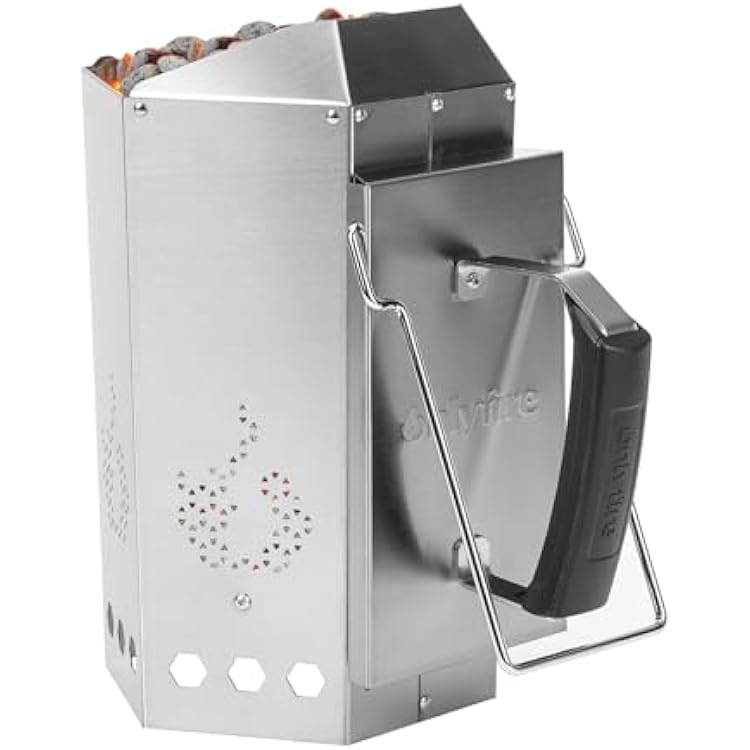 onlyfire Charcoal Chimney Starter BBQ Chimney Starter for Charcoal Grill and Barbecues, Stainless Steel Fire Starter for Outdoor Cooking, Sturdy and Easy to Use Grill Tool Grilling Accessories