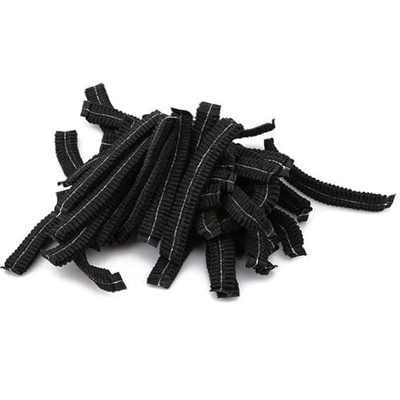 100 PCS Disposable Non Woven Fabric Makeup Hair Net Cap Sterile Hat Chef Catering Dust Strip Hat Bathroom Supplies (Black)