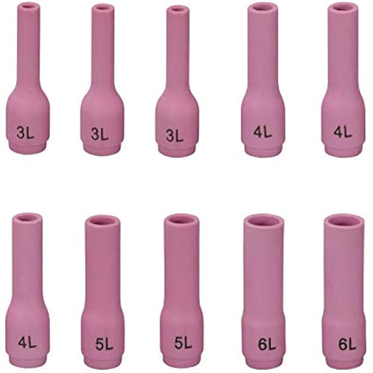 RIVERWELD TIG Alumina Nozzles Ceramic Cups Long 796F70 3L# 316 5.0mm 796F71 4L# 14 6.5mm 796F72 5L# 516 8.0mm 796F73 6L# 38 9.5mm for PTA DB SR WP 9 20 25 TIG Welding Torch 10pcs