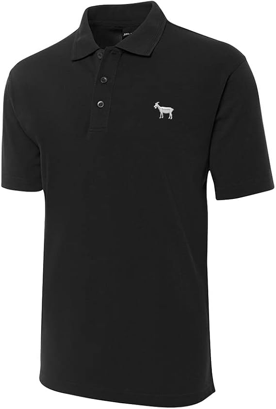 Mens Polo Shirts Goat Animal Embroidered Shrot Sleeve Polo Shirts