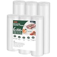 Aotto Vacuum Sealer Bags for Food - 6 Pack 8"x20' (3Rolls) and 11"x20' (3Rolls) Commercial Grade BPA Free Vacuum Seal Bags for Food Storage, Meal Prep and Sous Vide