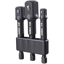 toolant Impact Socket Adapter Set, 3 pcs, 1/4", 3/8", 1/2" Drive, Hex Shank Drill Bit Adapter with Holder, Compatible with Power Drill & Impact Driver