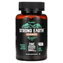 YumVs Strong Earth Gummies, Zinc, Maximum Strength, Berry, 60 Gummies (25 mg per Gummy)
