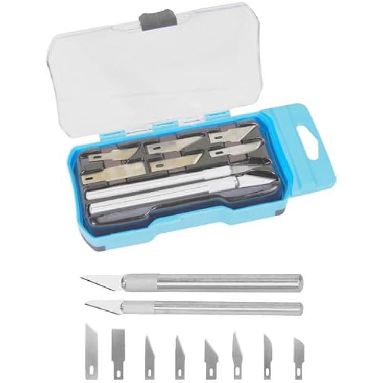 10 Pcs Hobby Knife Kit, Precision Exacto Knife with Spare Sharp Steel Blades, Utility Crafting Knife for Scrapbooking, Stenciling, Arts & Crafts, Multi-use Razor Knife Set with Case