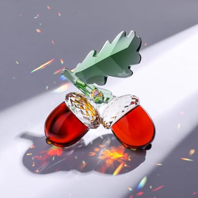 LONGSHENG - SINCE 2001 - Pinecone Crystal Figurines - Amber Glass Pinecone Christmas Decor Statue Gifts Office Table Desk Decorations Collectible Figurines Crystal Paperwight