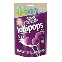 YumEarth Ultimate Organic Elderberry Pops, 15 Count, Allergy Friendly, Gluten Free, Non-GMO, Vegan, No Artificial Dyes (6 Count)