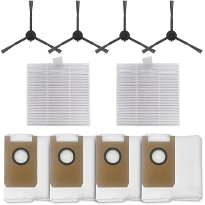 Vacuum Repalcement Parts for Airrobo T20 Reusable Hard Floor Expert Wet Replacement Vacuum bag x 4 Filter X2 Edge Brush X 4 Set 10