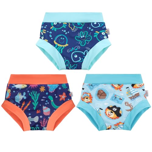 ALVABABY Swim Diapers 3pcs Baby & Toddler Reusable Waterproof Swimming Diaper for Boys and Girls for Swim Classes 3XBS04-3-4T