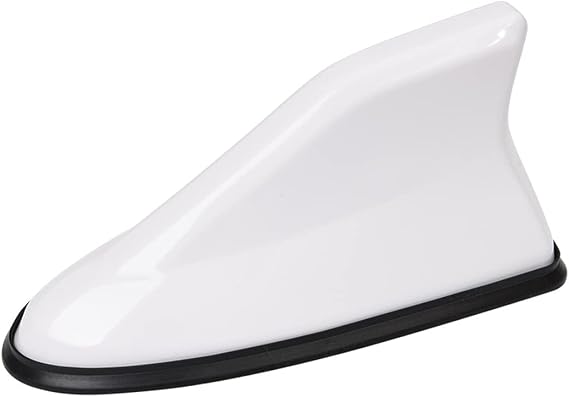 BELOMI Adhesive-Mount AM/FM Car Shark Fin Antenna Cover, White | ABS housing, internal signal cable, streamlined roof profile, fits matching mounting bases, car exterior accessories