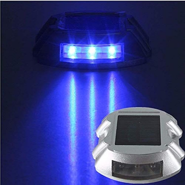 SUNWIND Blue Solar LED Lights - 4 Pack Solar Deck Lights Blue Marker Solar Lights Outdoor for Garden, Driveway, Pathway, Patio