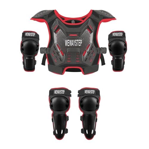 Kids Dirt Bike Gear Chest Protector Motocross Gear Motorcycle Body Armor Vest Youth Riding Gear Knee Shin Guard Elbow Pads for Cycling Ski Skateboard Skating Off-Road MTB ATV