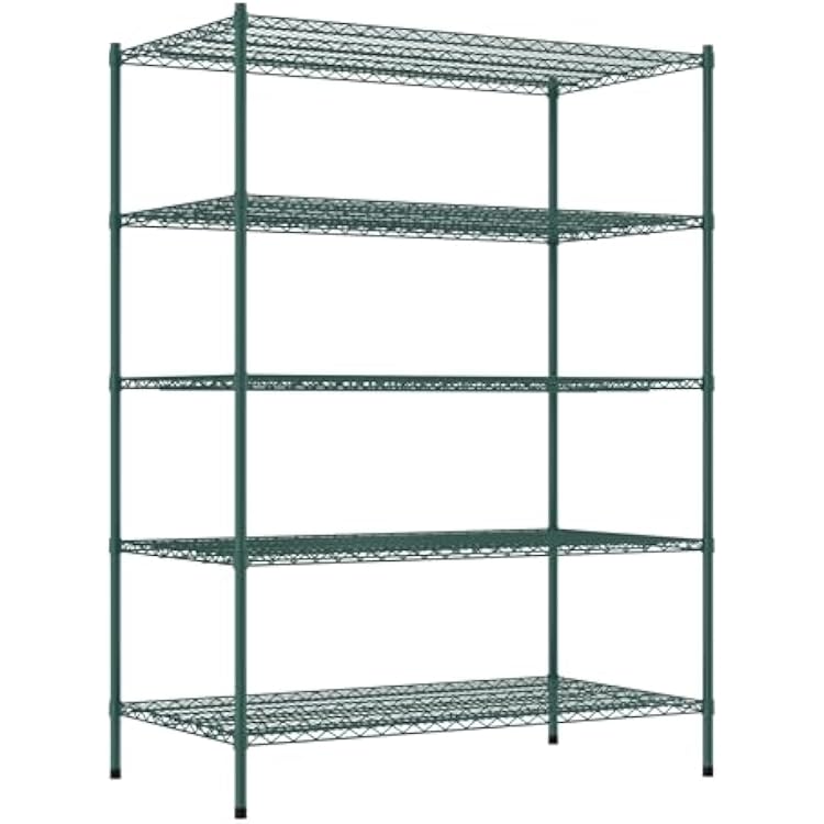 Commercial NSF Listed Green Epoxy Stationary Wire Shelving Kit 30 x 54 x 74, with 5 Shelves Perfect for Warehouse, Walk-in Refrigerator, Freezer, Grocery Store, Restaurant, Dishroom