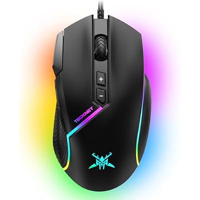 TECKNET Wired Gaming Mouse, 12,800 DPI with Optical Sensor, 8 Programmable Buttons, 13 RGB Backlit Modes, Ergonomic Design, Custom Software Gaming Mice for Laptop,PC