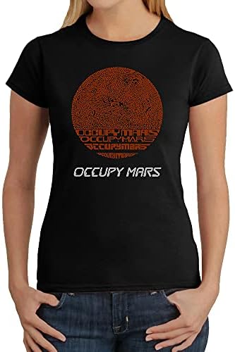 LA POP ART Womens Word Art T-Shirt - Occupy Mars