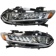 Front Halogen Headlight Assembly Compatible Left+Right Side Driver & Passenger Head Lights Direct Replacement Headlamps Perfect Match Car Assy Set for 2018 2019 2020 Honda Accord (Left+Right)