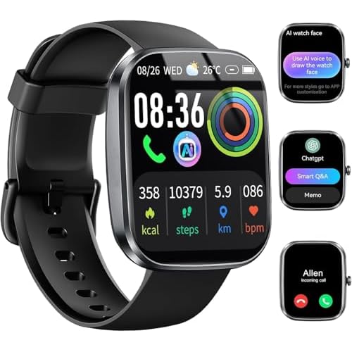 uaue AI Smart Watch with ChatGPT, 1.91 Bluetooth Calling Smartwatch for Men Women, 110 Fitness Modes Activity Tracker, SleepHeart RateCalorie Monitor, IP68 Waterproof Step Counter for Android iOS
