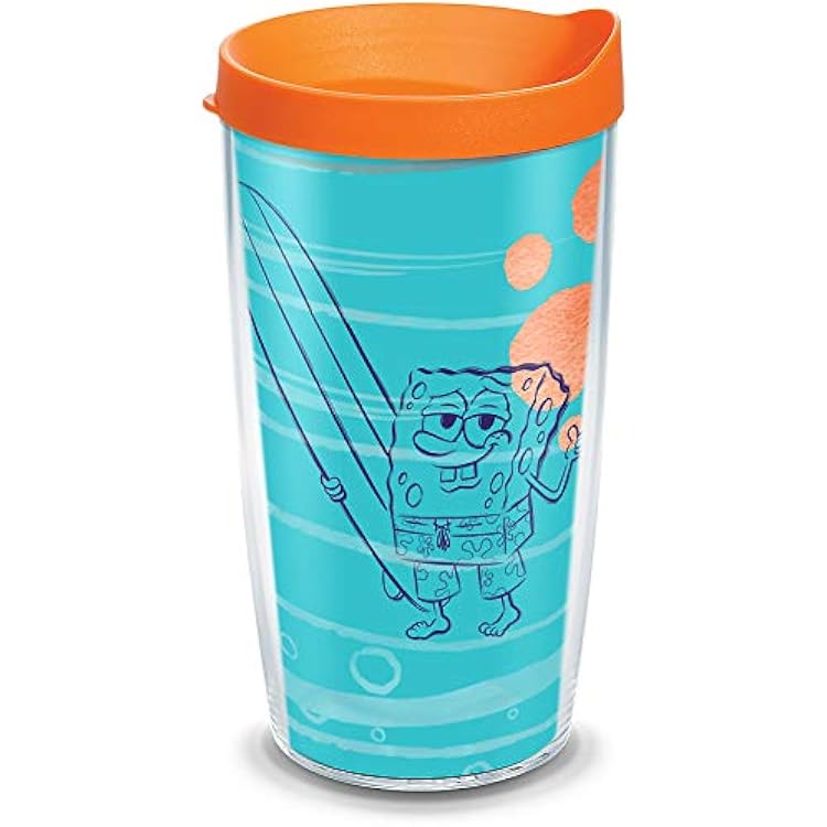 Tervis NickelodeonTM - SpongeBob SquarePants Made in USA Double Walled Insulated Tumbler Travel Cup Keeps Drinks Cold & Hot, 16oz, Surf