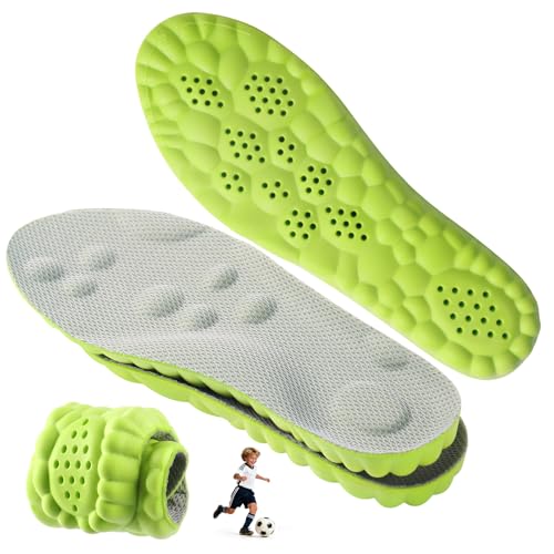 4D Cloud-Soft Comfort Insoles for Kids and Youth - Memory Foam Insoles with Shock Absorption - Trim-to-Fit Arch Support Insoles for Healthy Development of Growing Feet US Kids 13C - Youth 1Y
