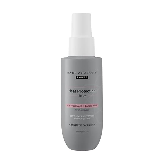 Bare Anatomy Heat Protection Spray Serum| Controls Frizz for up to 24 Hrs | Vitamin E, Pea Protein & Veg Keratin Enriched | Paraben Free | For Women & Men | Vegan |230 C Heat Protection 5.2 Floz