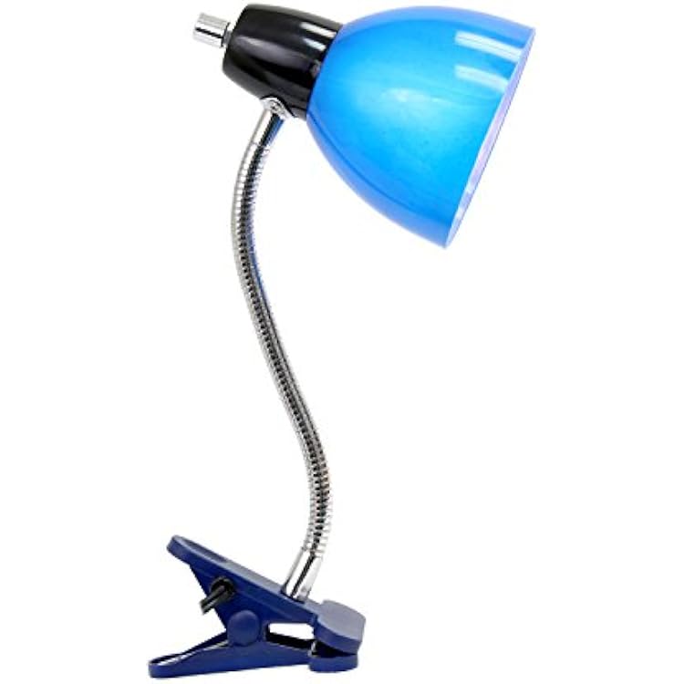 Simple Designs LD2014-BLU Adjustable Desk Clip Lamp Light, for Desks, Nightstands, Reading, Blue