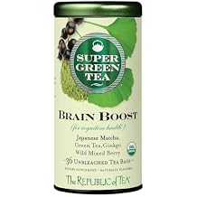 The Republic of Tea - Brain Boost SuperGreen Green Tea, Ginkgo Biloba, and Matcha Tea Blend (36 Tea Bags)