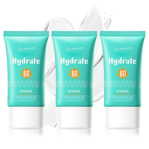 3PCS Sunscreen for Face,Moisturizing Body Face Sunscreen SPF 60,Portable Travel Sun Screen,Non-greasy Sun Screen Lotion,Hydrating Sun Block for All Skin Types N