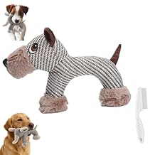 Linen Safari Companions, Squeaky Dog Chew Animals, Indestructible Dog Toys with Squeaker for Small & Medium Dogs, Tough Plush Chew Toys for Aggressive Chewers (Dog)