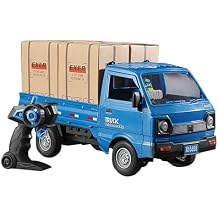 GoolRC Remote Control Car Kei Truck, 1:16 Scale RC Transport Pickup Truck with Spray and Light, 2.4GHz All Terrain RC Cars for Teens and Adults Christmas or Birthday Gift (Blue)
