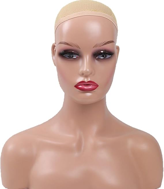 Realistic Female Mannequin Head with Shoulders African Wig Display Model Bust Head for Hat Glasses Wigs Display